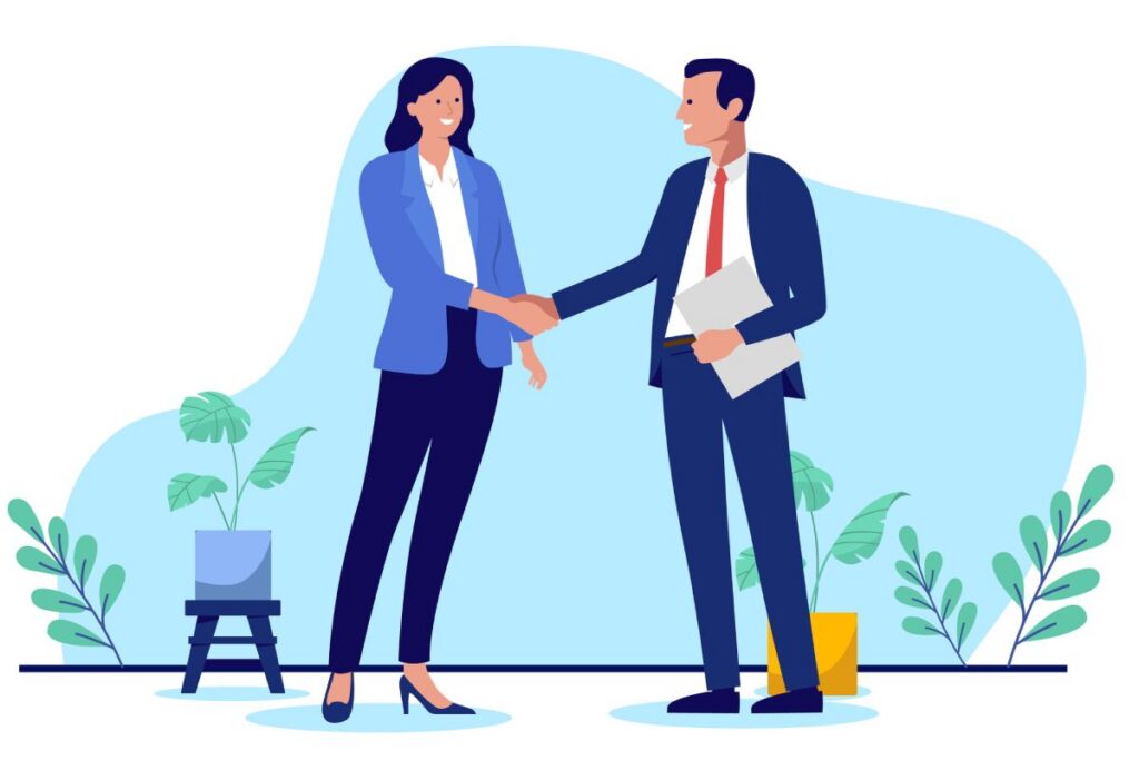 Illustration of two people shaking hands representing the professional team at GetAnnuityHelp.org.