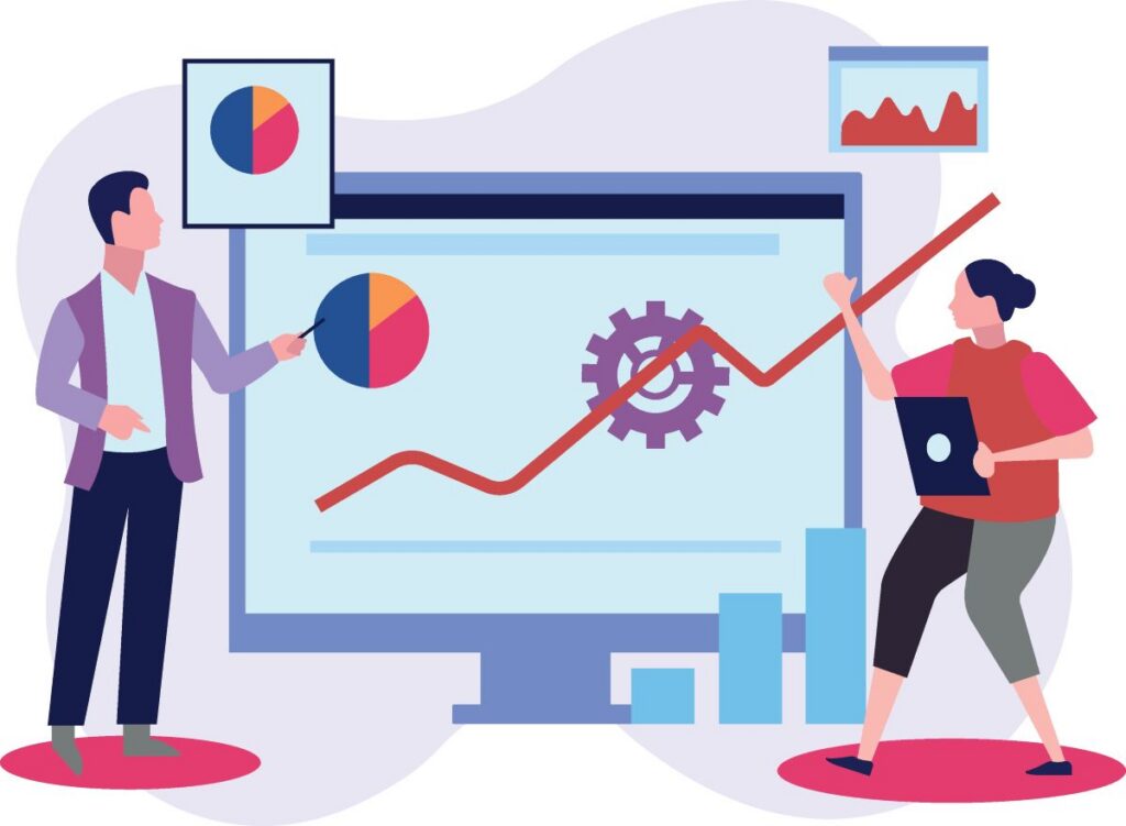 Illustration symbolizing annuity trends and market insights with financial charts and graphs.