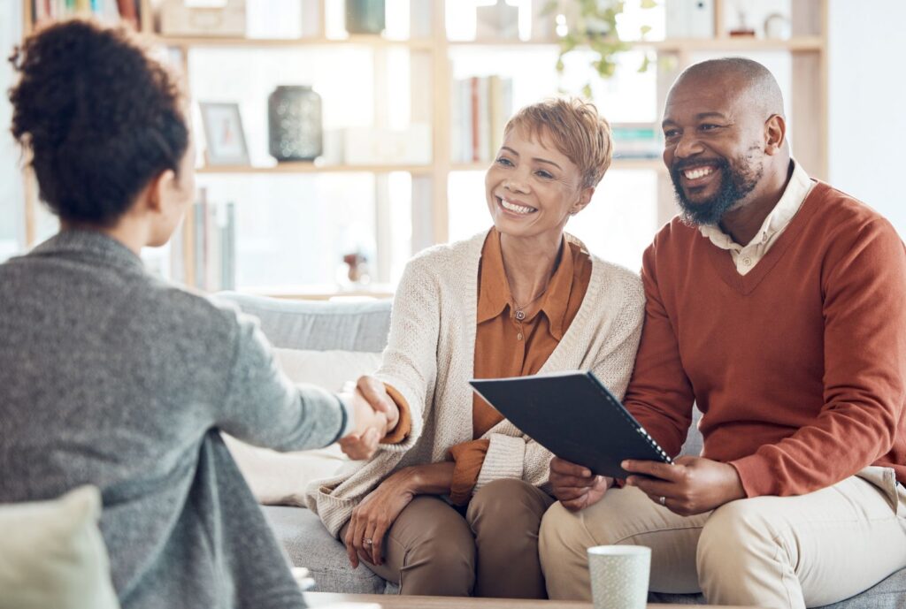 Couple learning how an annuity works with guidance from a financial professional.